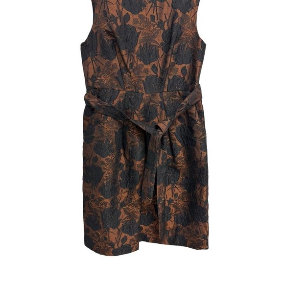 Talbots Women's Sleeveless Black And Brown Floral Sheath Formal Dress Size 8 - Picture 4 of 11